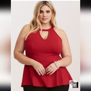 Nwot TORRID 2X Ponte Studded Peplum Top